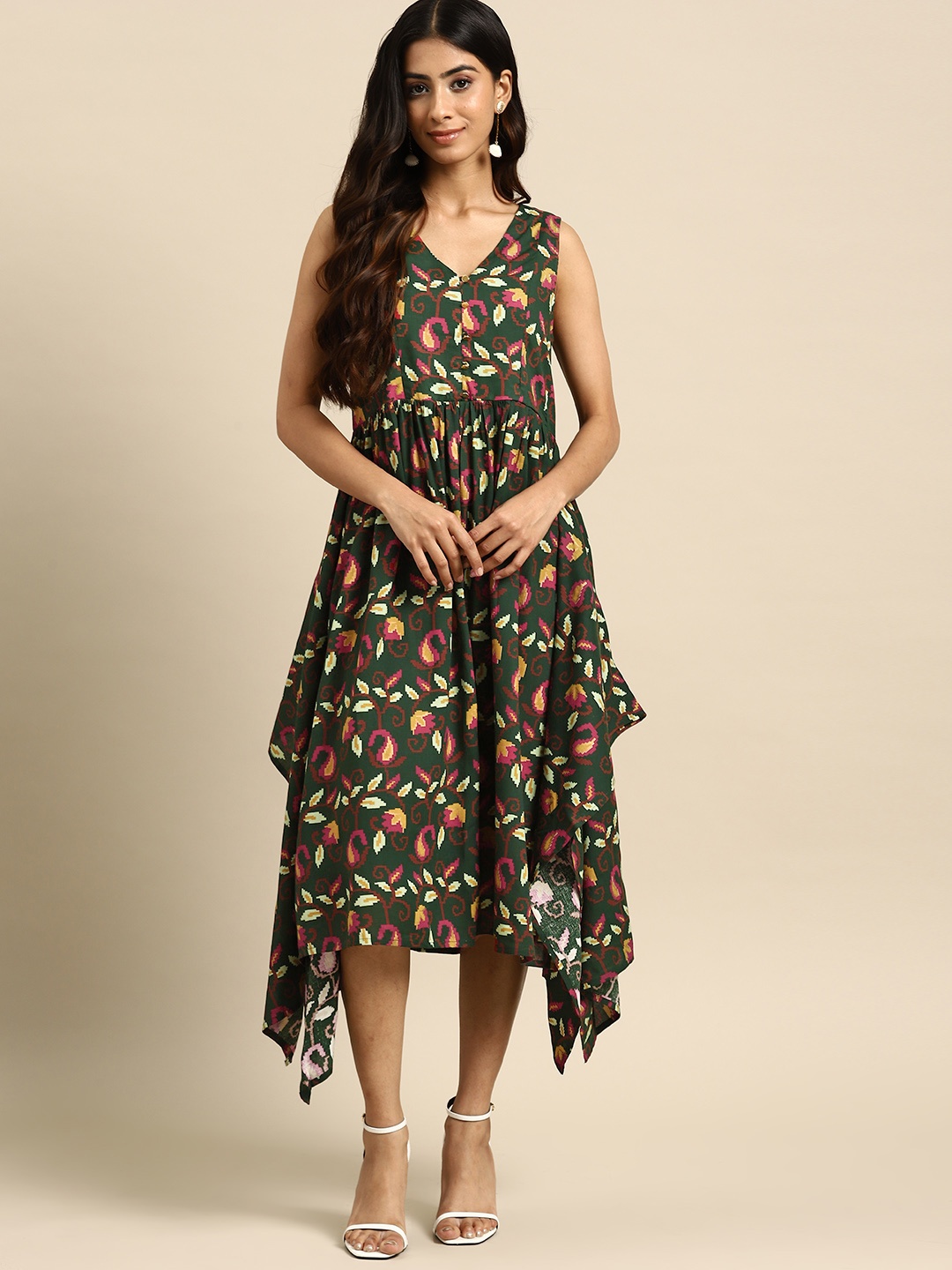 

all about you Printed A-line Dress, Green