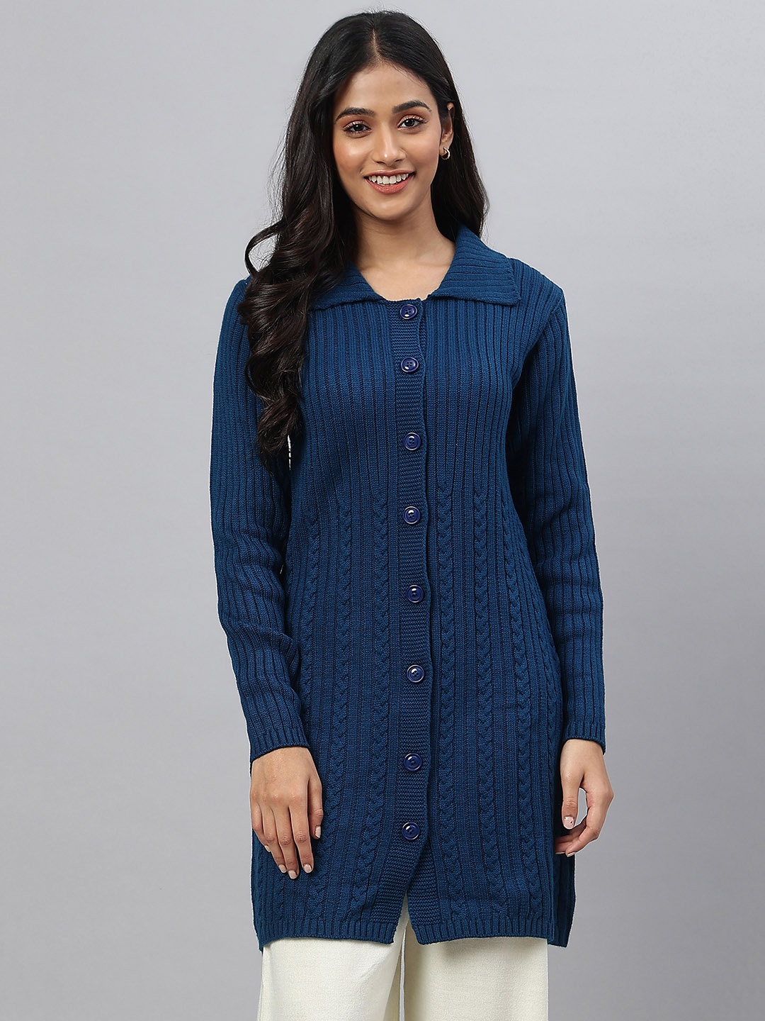 

AURELIA Women Longline Cardigan, Blue