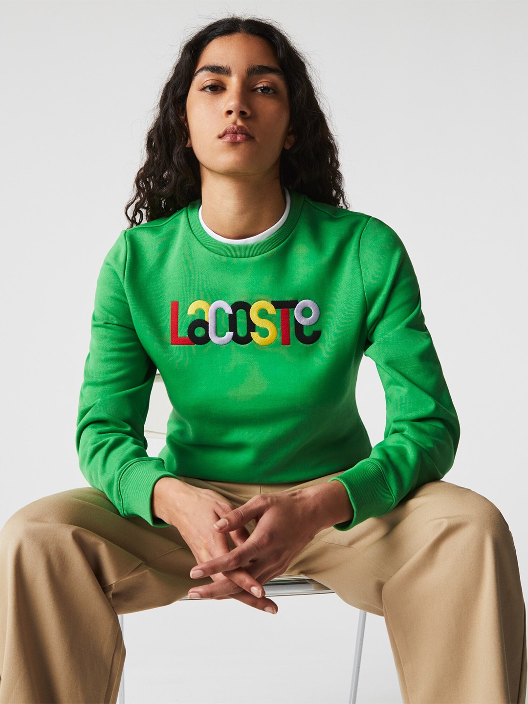 

Lacoste Women Printed Fleece Round Neck Sweatshirt, Green