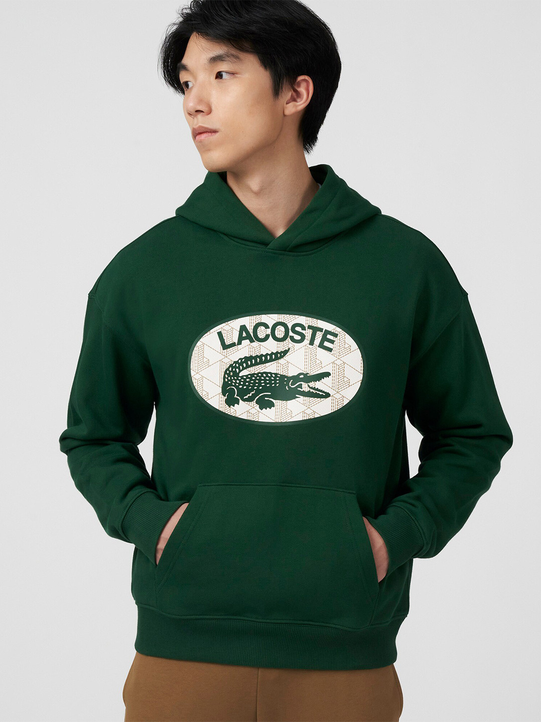 

Lacoste Men Printed Cotton Hooded Sweatshirt, Green