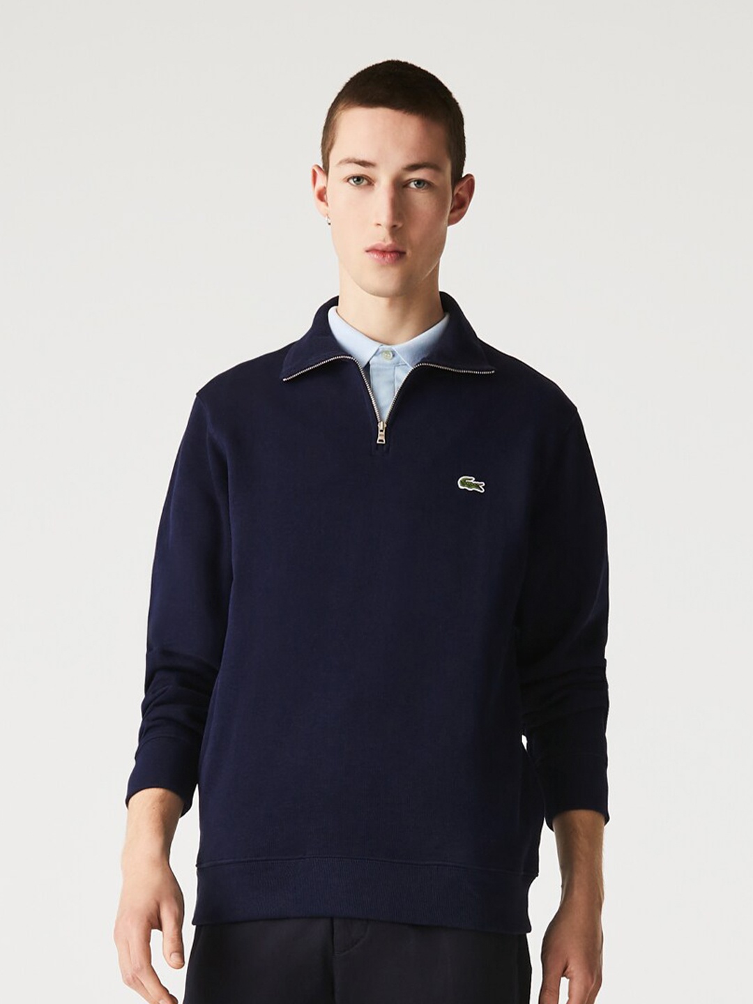 

Lacoste Men Cotton Half Zipper Sweatshirt, Navy blue