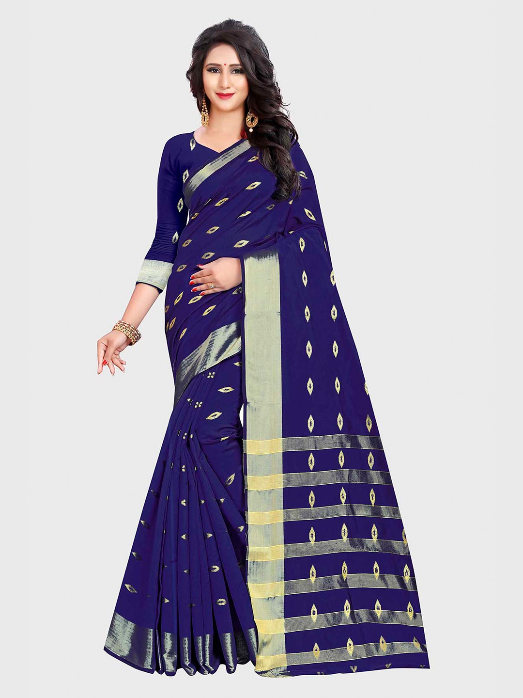 

Indian Fashionista Woven Design Zari Silk Cotton Chanderi Saree, Blue