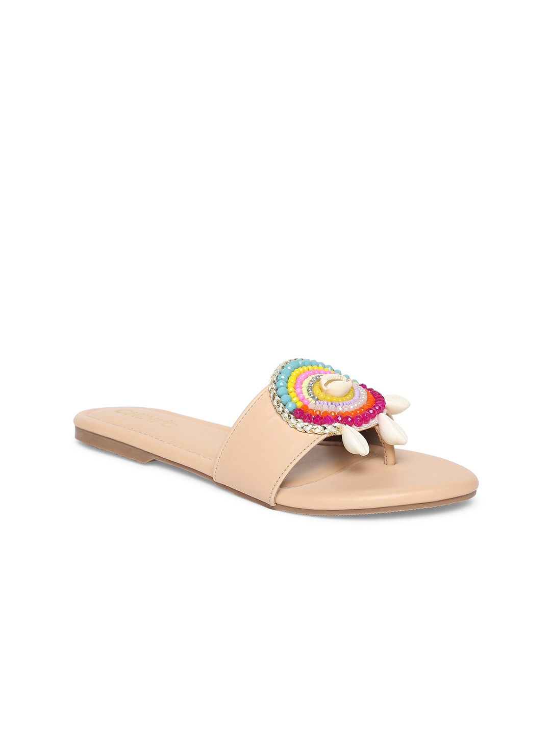 

CHINI C Women Embellished Open Toe Flats, Beige