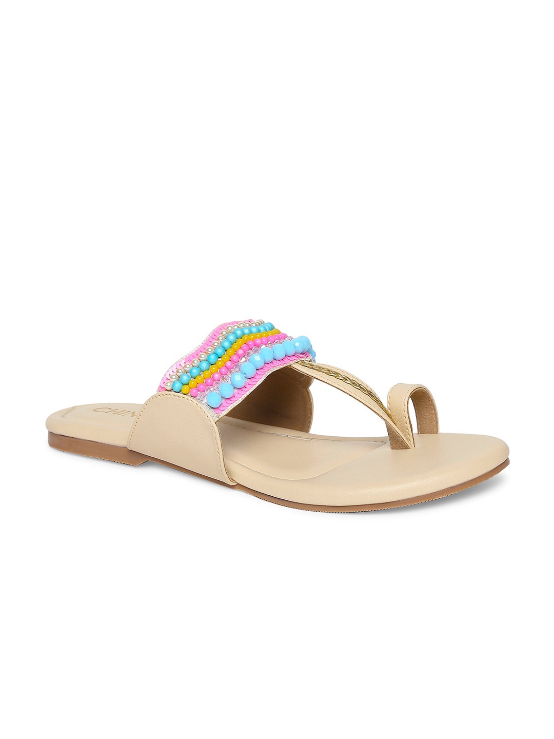 

CHINI C Women Embellished One Toe Flats, Cream