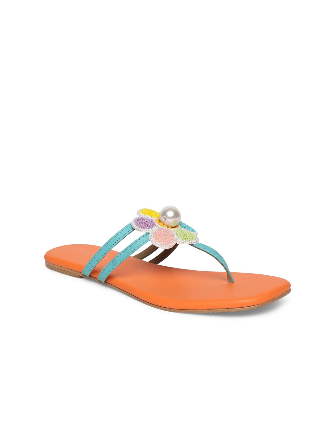 

CHINI C Women T-Strap Flats, Orange