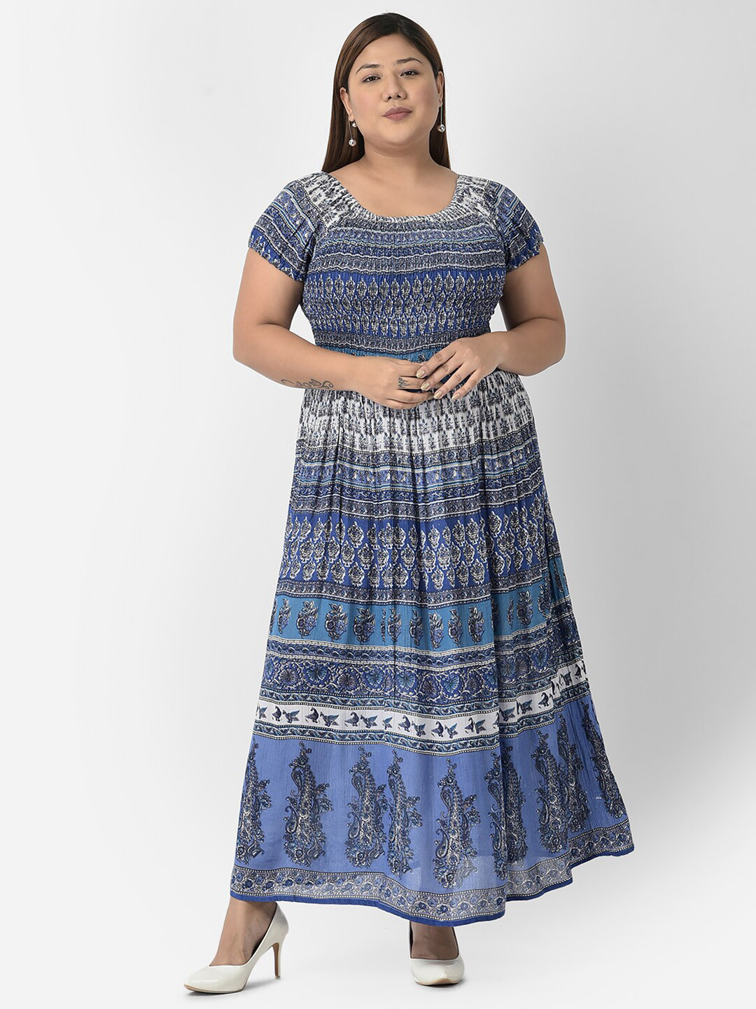 

VELDRESS Blue Ethnic Motifs Maxi Dress