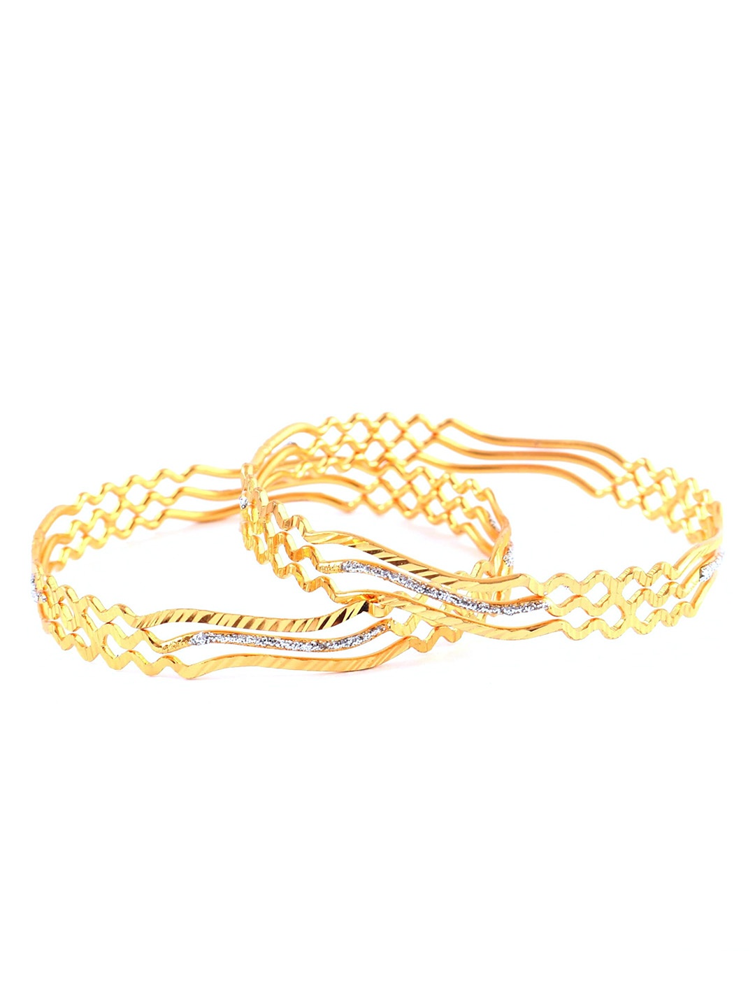 

Jewar Mandi Set Of 2 Gold-Plated AD & CZ Studded Bangles