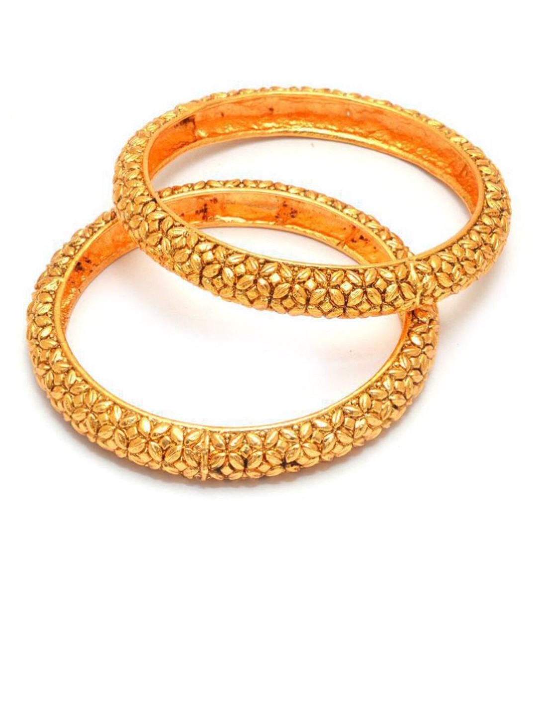 

Jewar Mandi Set Of 2 Gold-Plated Leaf Design Bangle