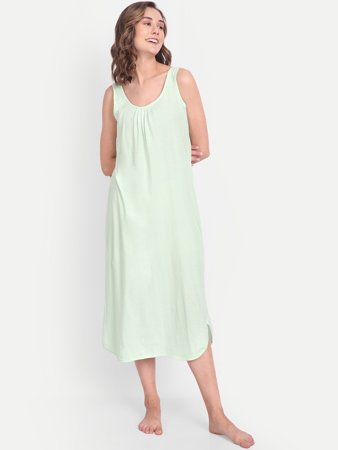 

BLAZON Scoop Neck Durable Pure Cotton Nighty Slip, Sea green