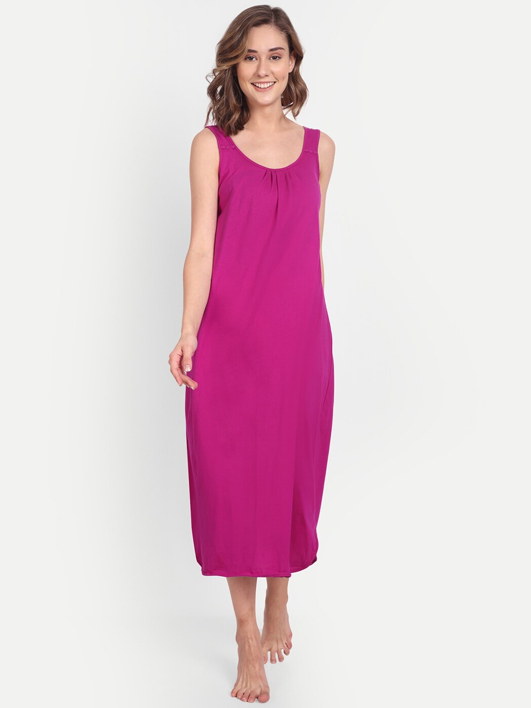 

BLAZON Scoop Neck Durable Pure Cotton Nighty Slip, Purple