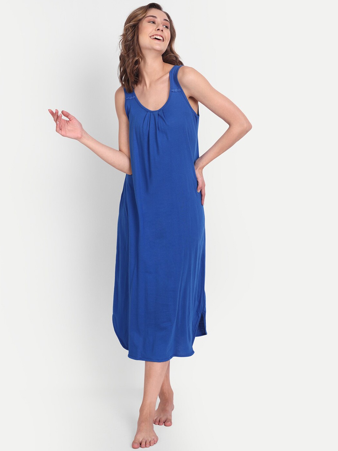 

BLAZON Scoop Neck Durable Pure Cotton Nighty Slip, Blue