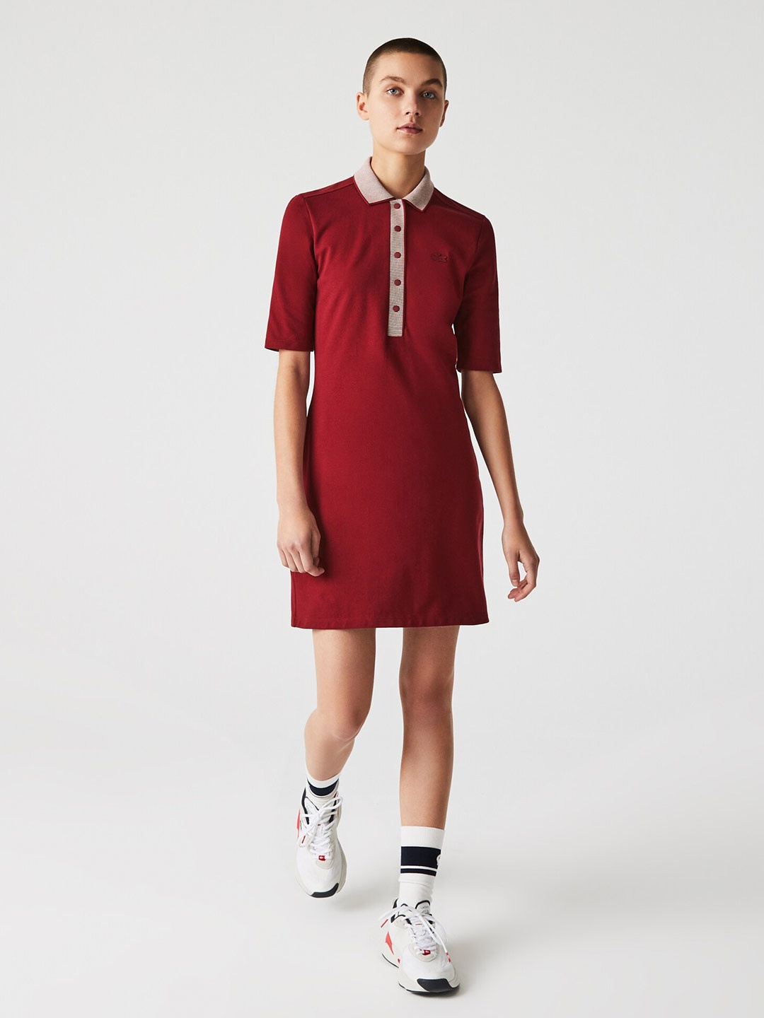 

Lacoste Shirt Collar T-shirt Dress, Red