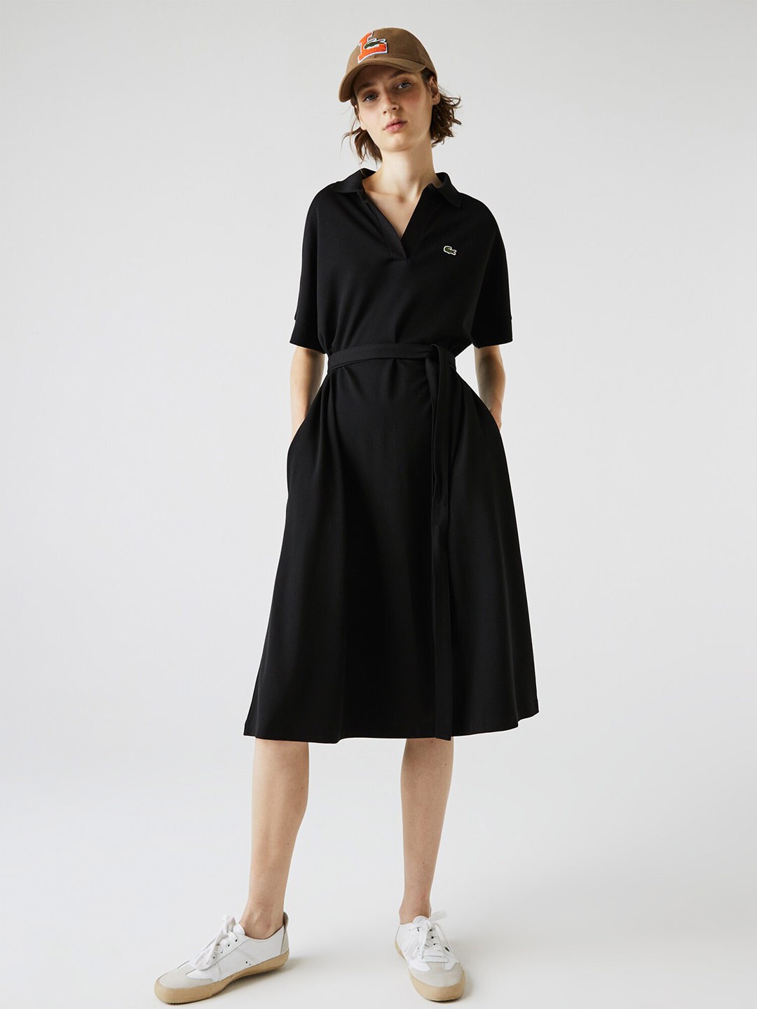 

Lacoste Shirt Collar Midi Dress, Black