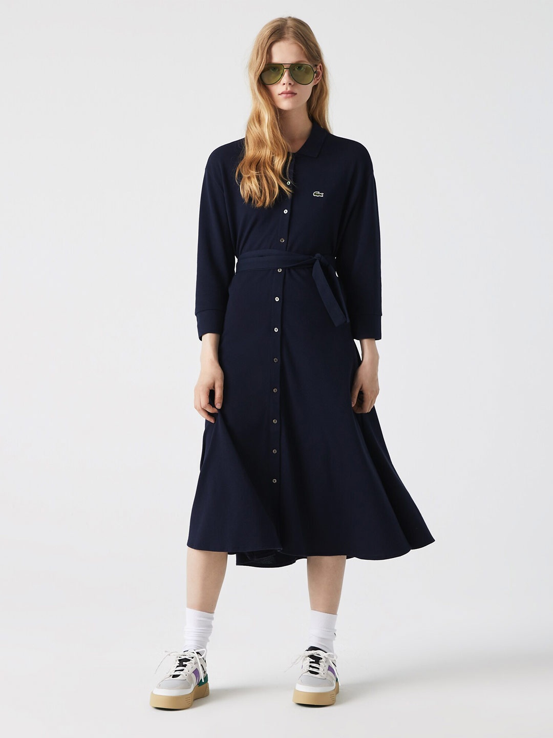 

Lacoste A-Line Midi Pure Cotton Dress, Navy blue