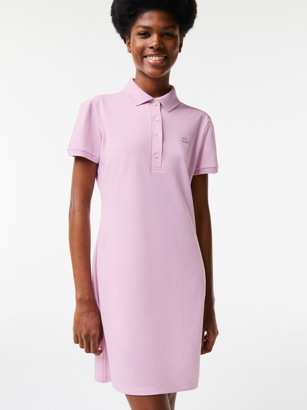 

Lacoste Shirt Collar T-shirt Dress, Pink