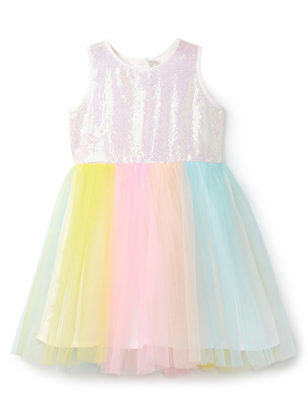 

YK Self Design Net Dress, White