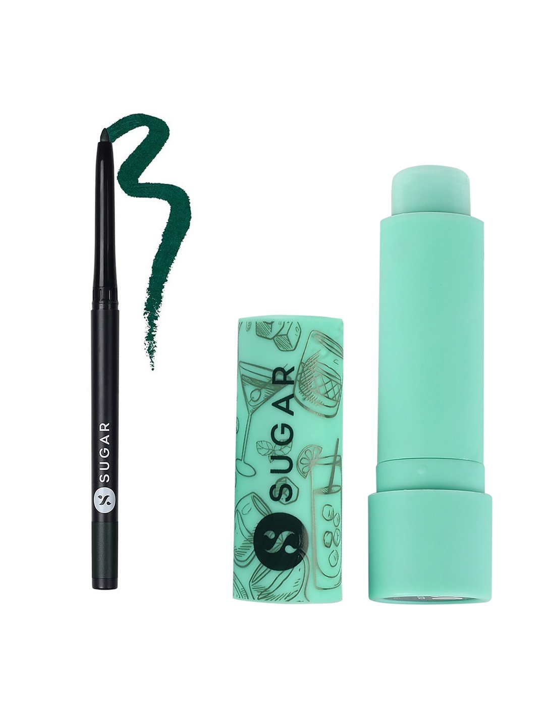 

SUGAR Set of Kohl Of Honour Intense Kajal - Go Green 05 + Tipsy Lips Balm - Mojito 01