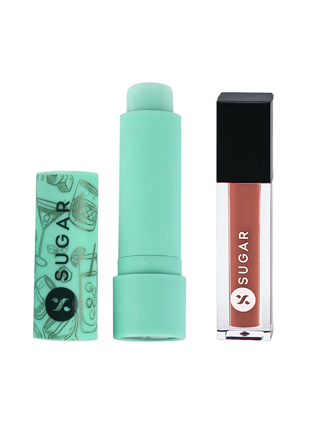 

SUGAR Set of Tipsy Lips Balm - Mojito 01 + Smudge Me Not Liquid Lipstick - Hot Apricot 37, Nude