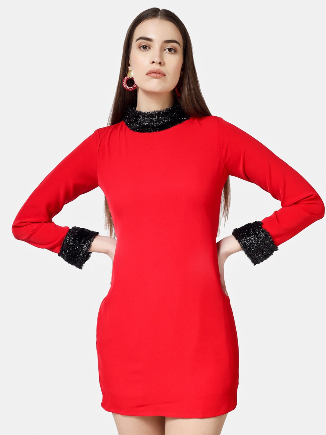 

Chanira La Parezza High Neck Sheath Mini Dress, Red