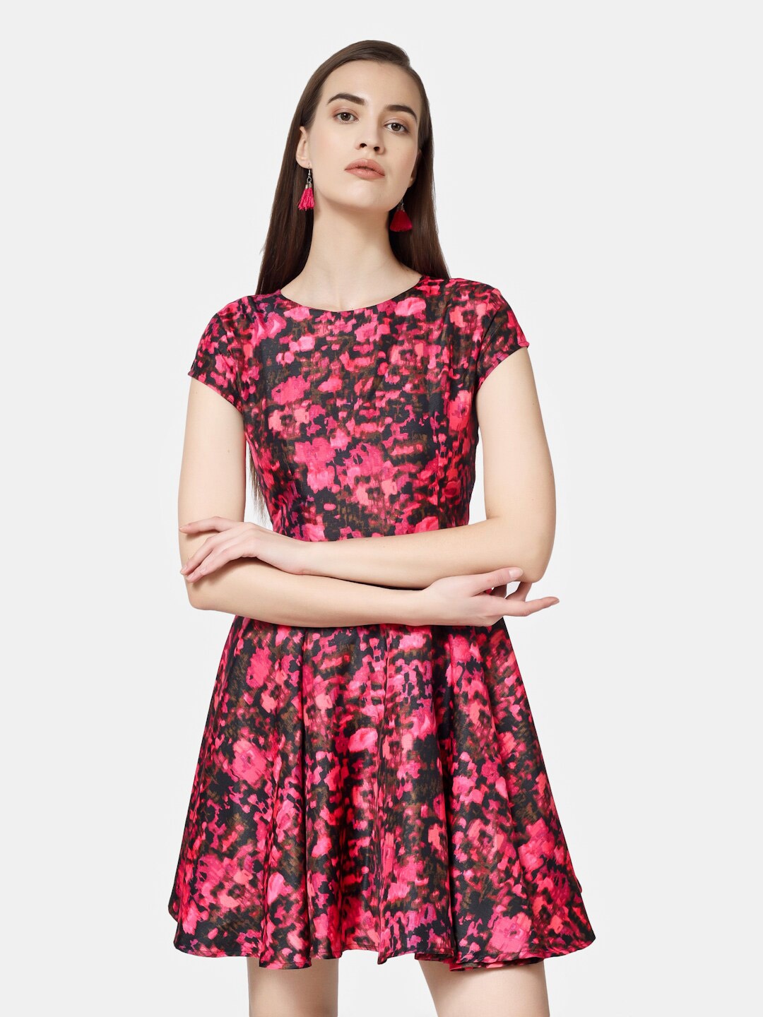 

Chanira La Parezza Abstract Printed Boat Neck A-Line Dress, Pink