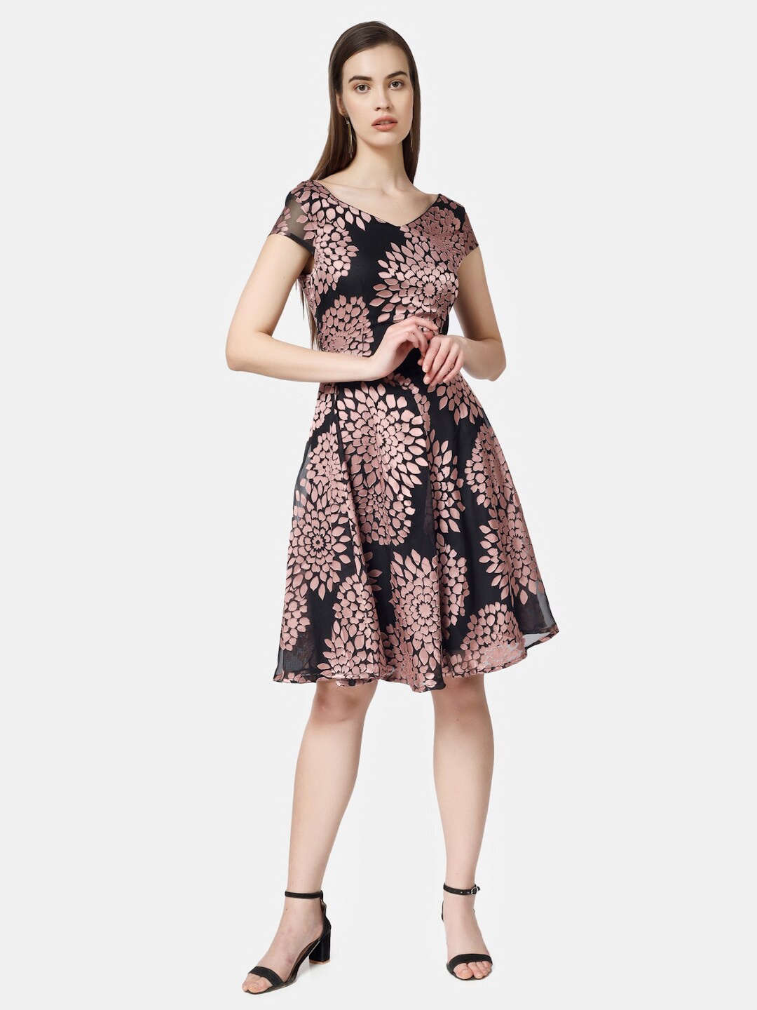 

Chanira La Parezza V Neck Fit And Flare Dress, Black