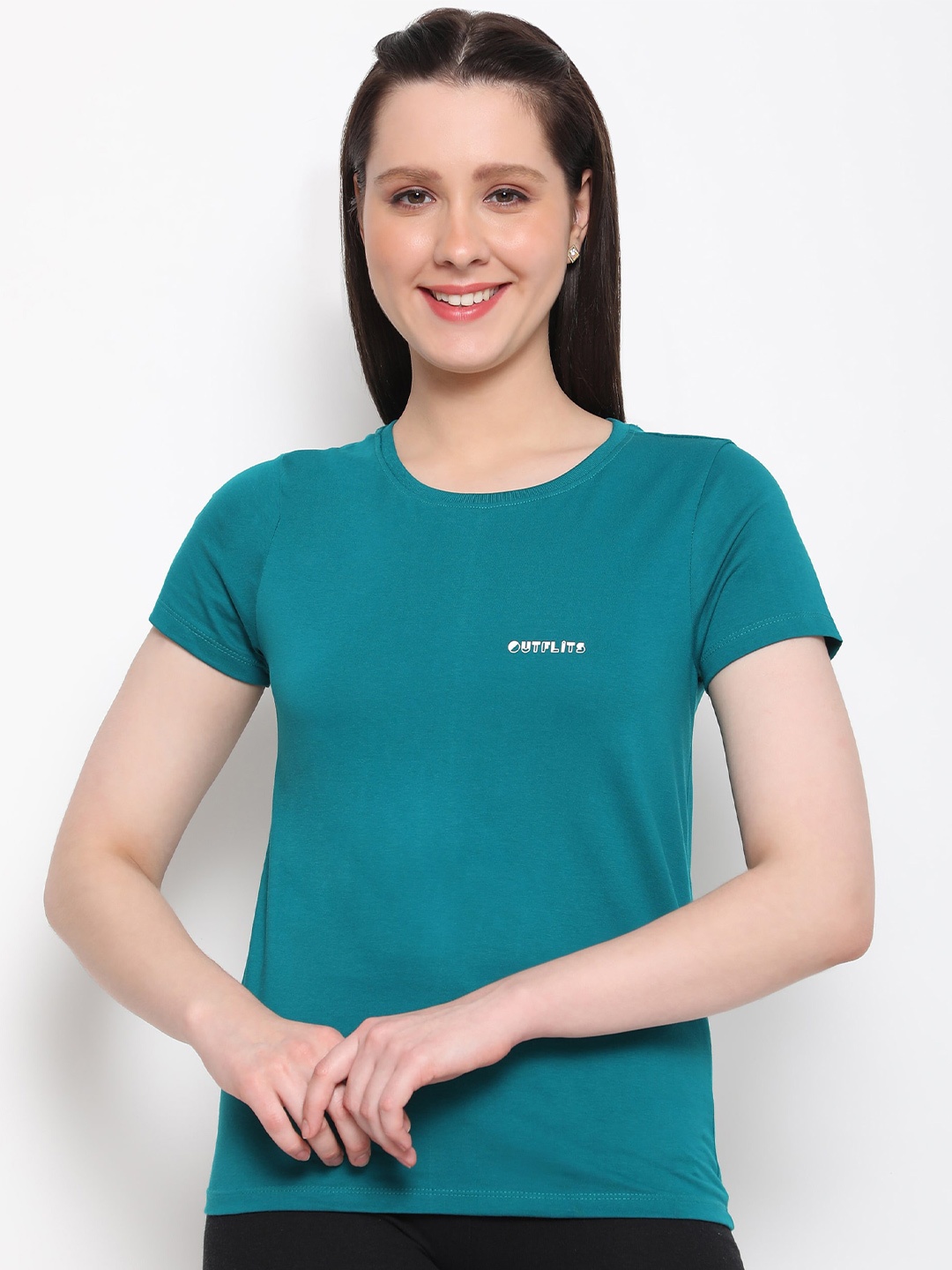 

Outflits Women Cotton Sports T-shirt, Green