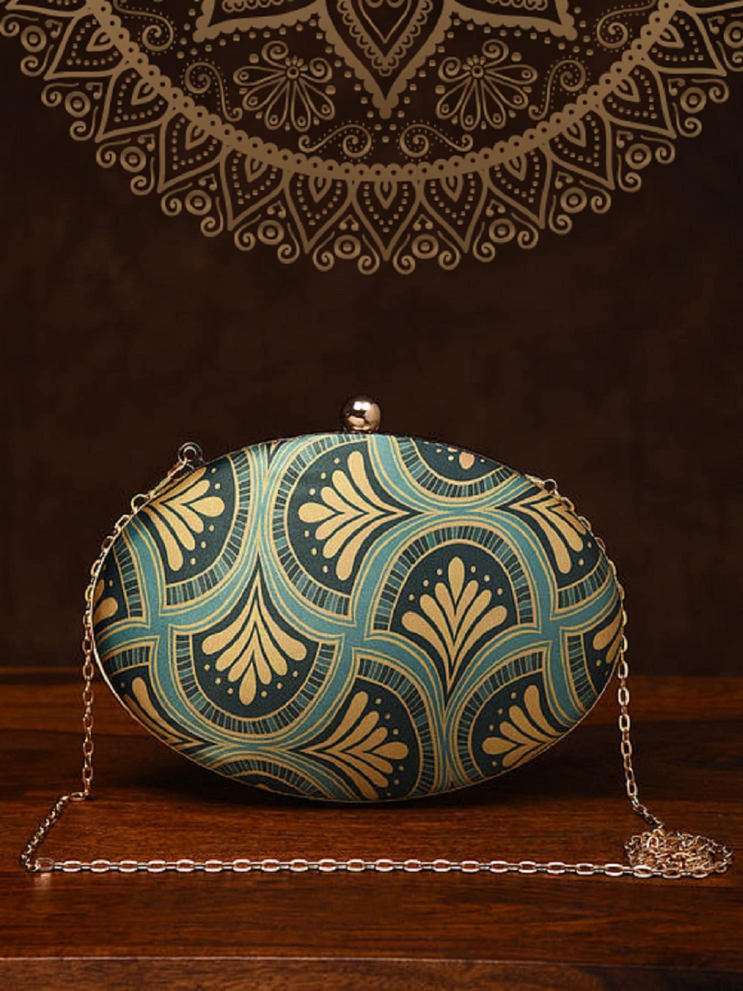 

Jalwa Art Printed Half Moon Clutch, Grey