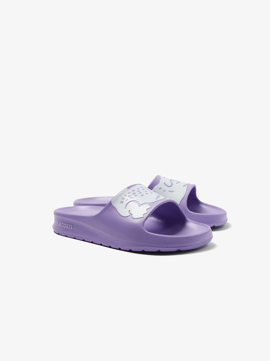 

Lacoste Women Croco 2.0 Synthetic Logo Strap Sliders, Purple