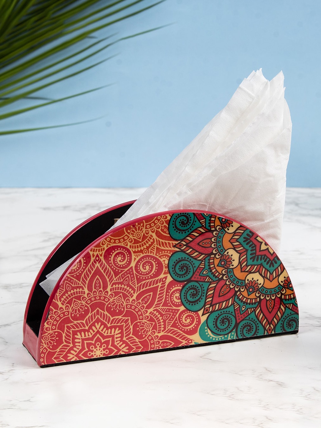 

Market99 Red & Teal Printed MDF Tissue Holder