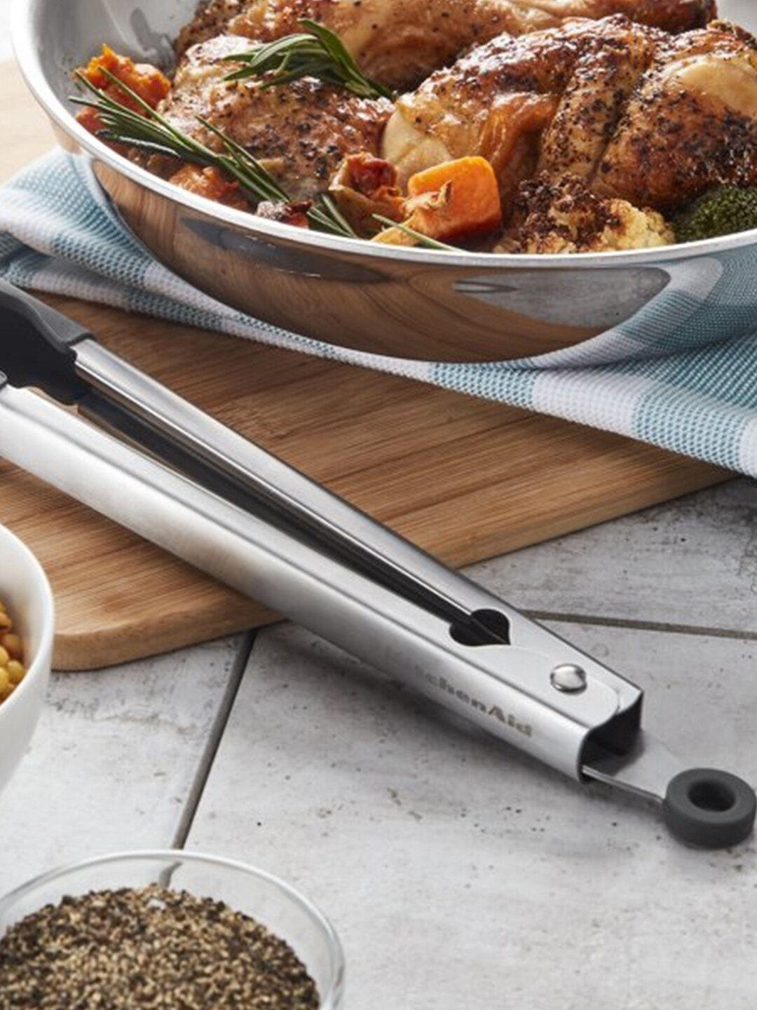 

MARKET99 Grey Cooking Tongs With Silicone Grip