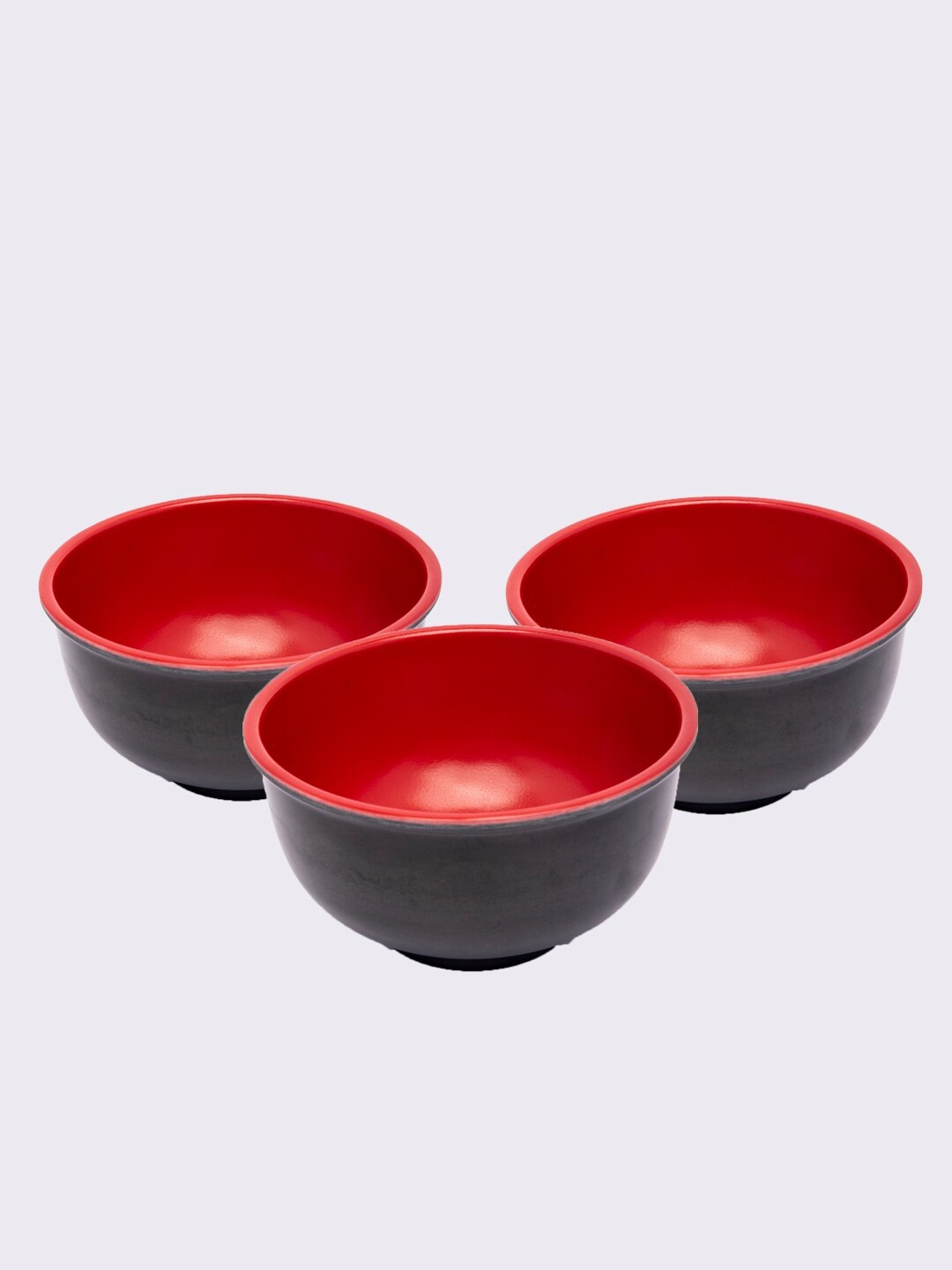 

MARKET99 Black & Red Set of 3 Plastic Serving Matte Bowls 480 mL