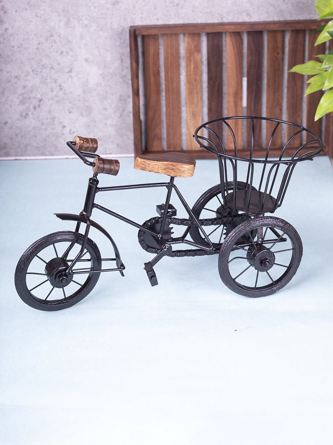 

MARKET99 Black Garden Cart Tricycle Plant Holder