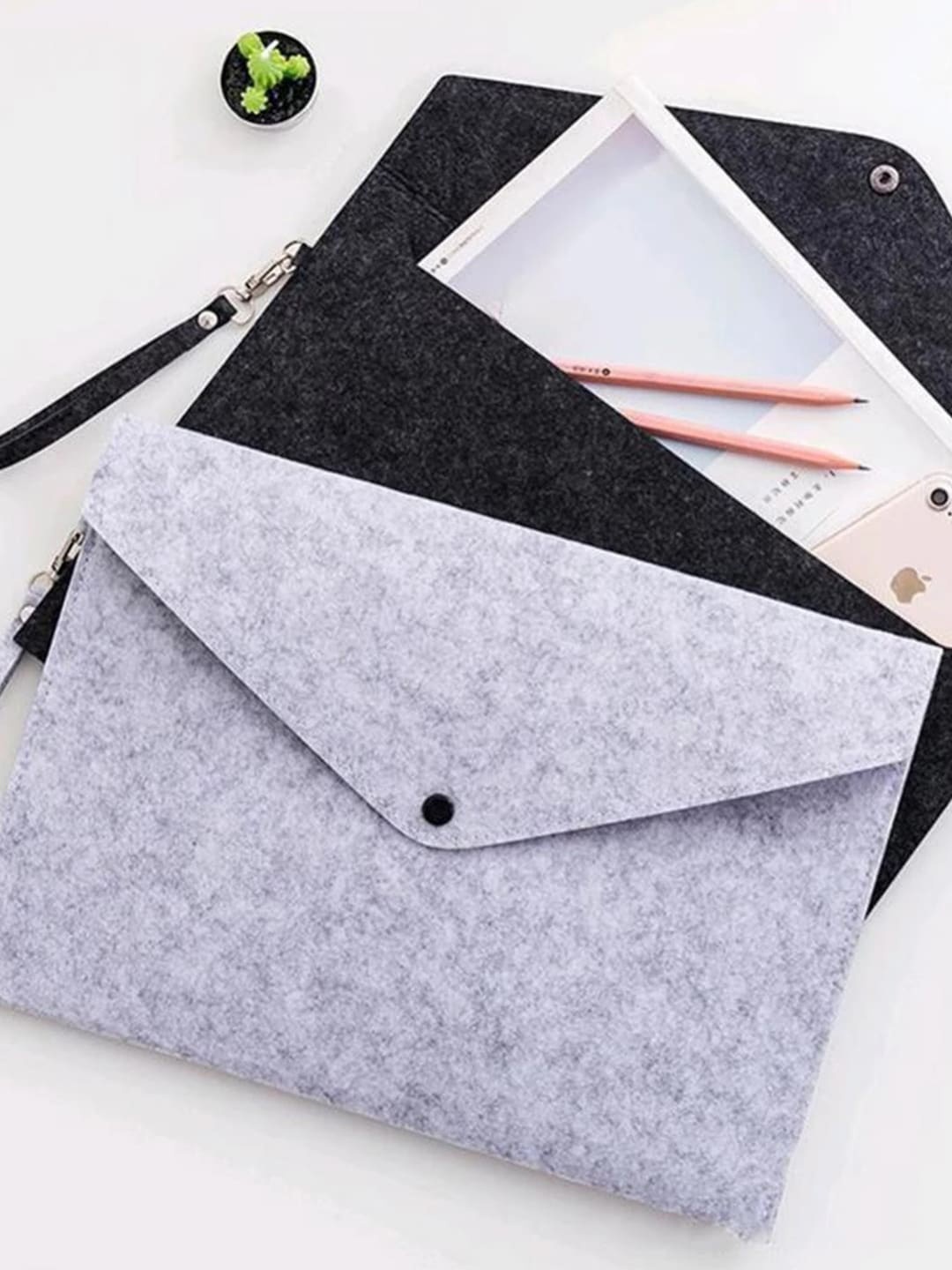 

MARKET99 Grey Self-Design Rectangular Felt Folder Organiser