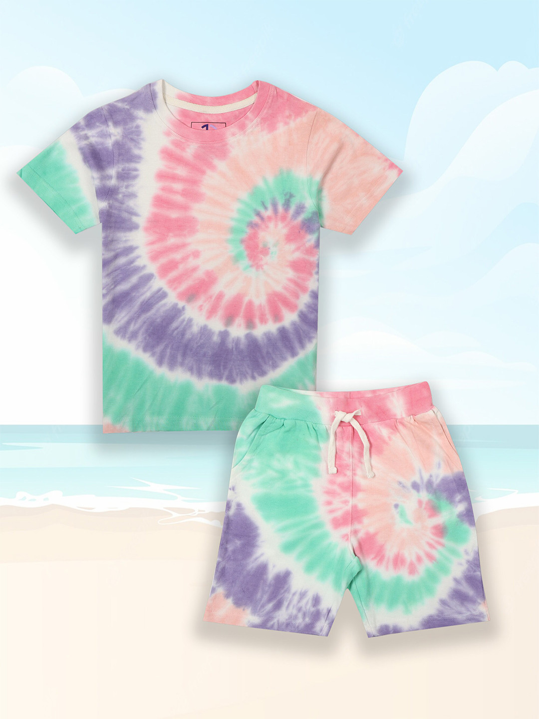

Jumping Joey Boys Dyed Pure Cotton T-shirt with Shorts, Pink