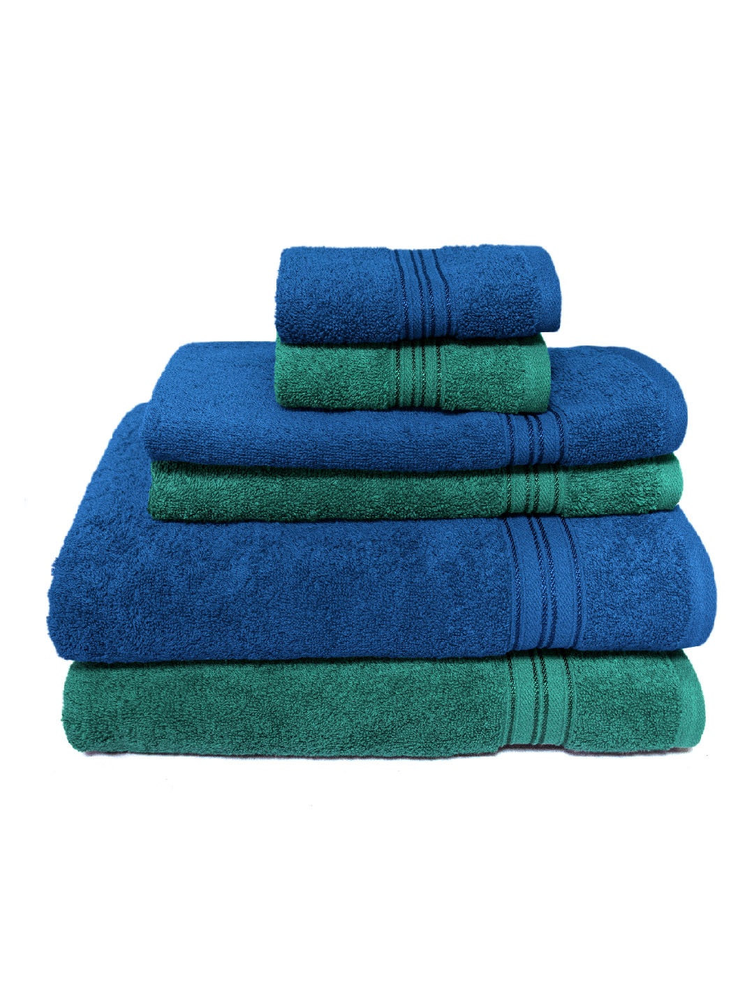

swiss republic Blue & Green Set of 6 Cotton 600 GSM Towels