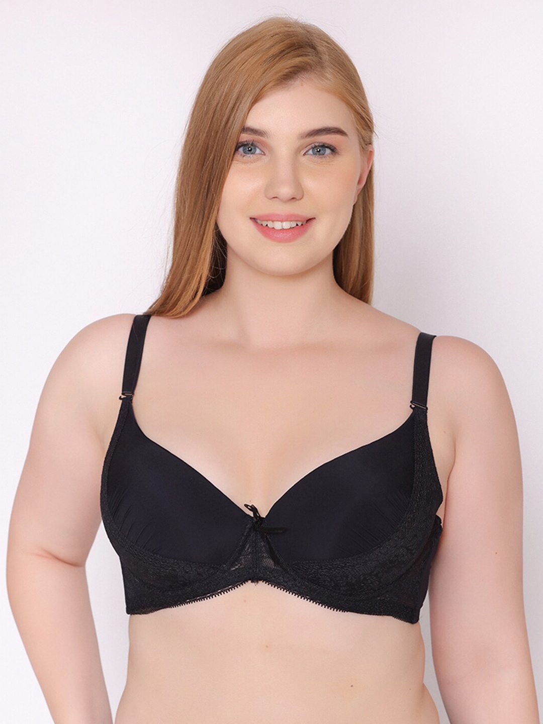 

Treasure chest Woman Camellia Size Inclusive Wired Non Padded Bra, Black