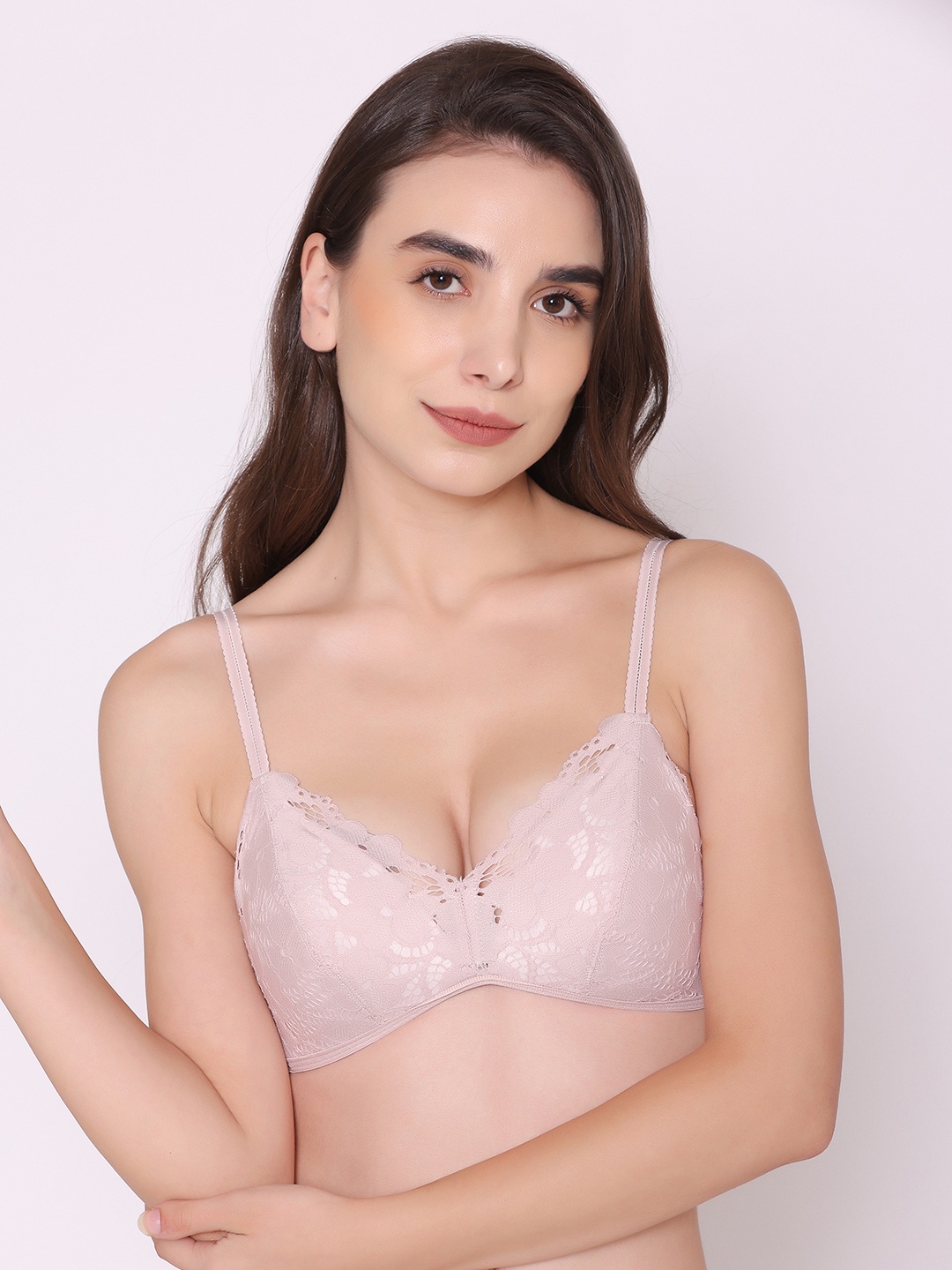 

Treasure chest Woman Verve Non Padded Non Wired Daily Wear Lace Bra, Lavender