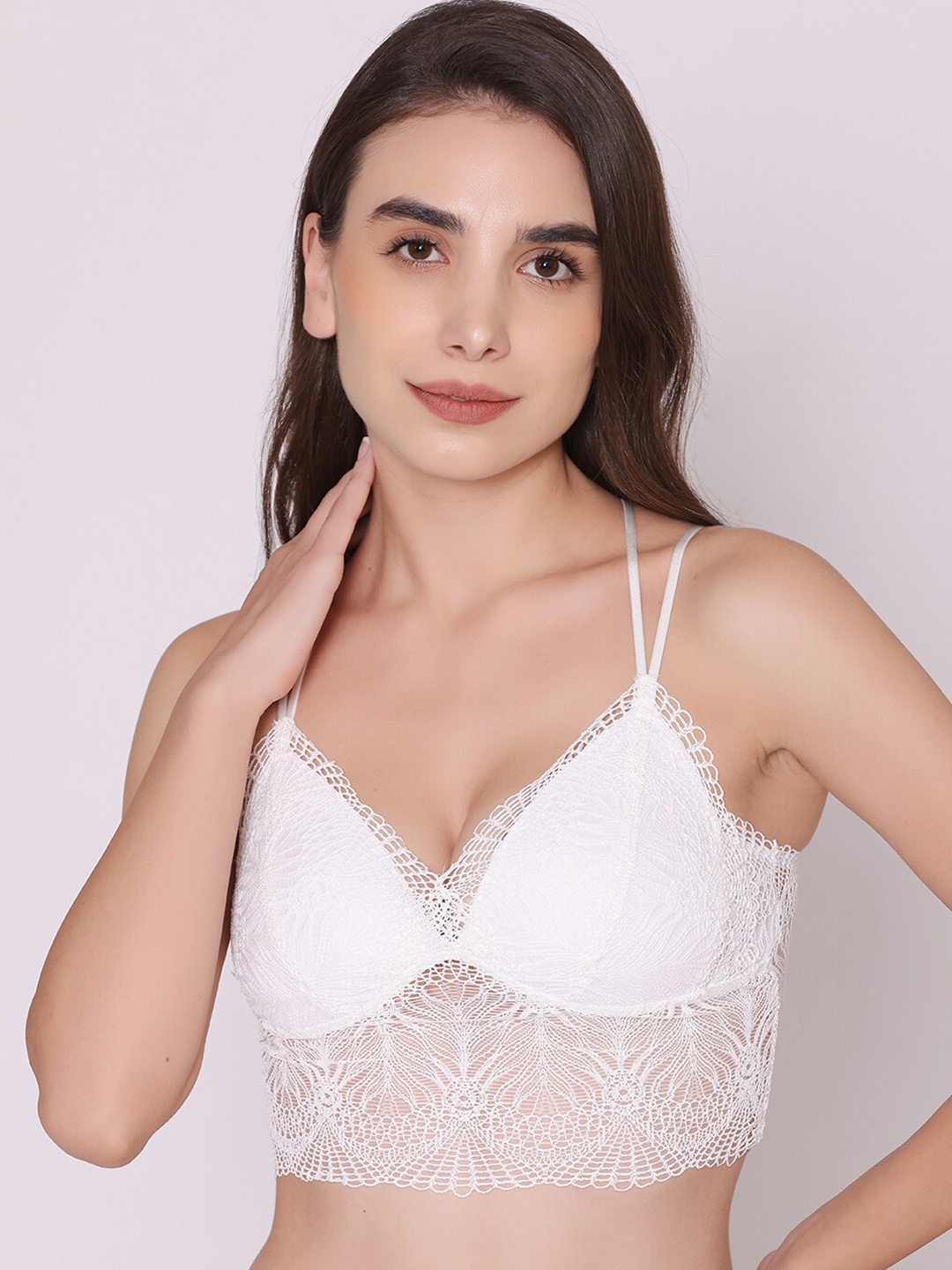 

Treasure chest Woman Daphne Lace Pull on Bralette Bra, White