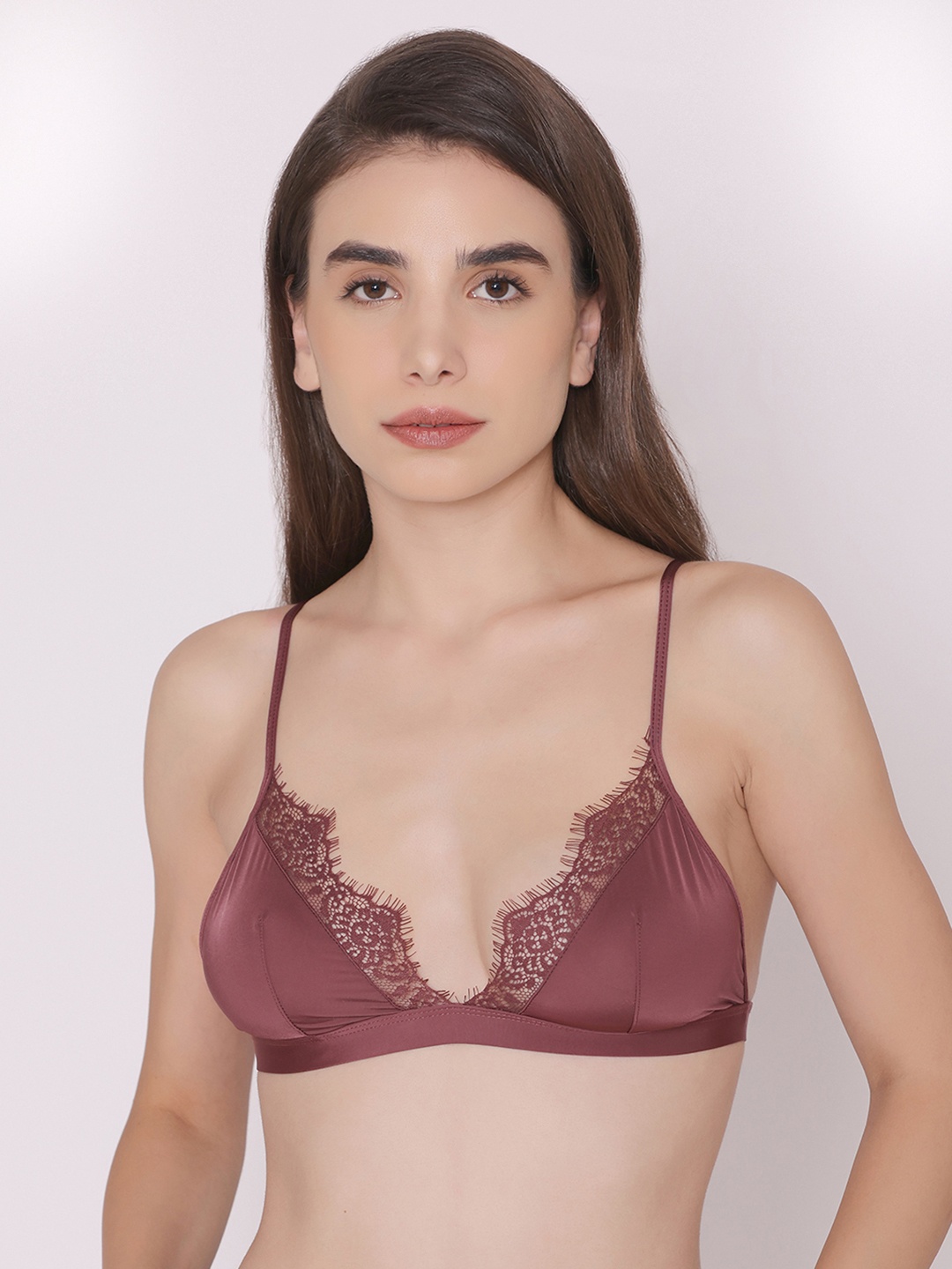 

Treasure chest Woman Jess Eyelash Lace Bralette Feel Bra, Burgundy