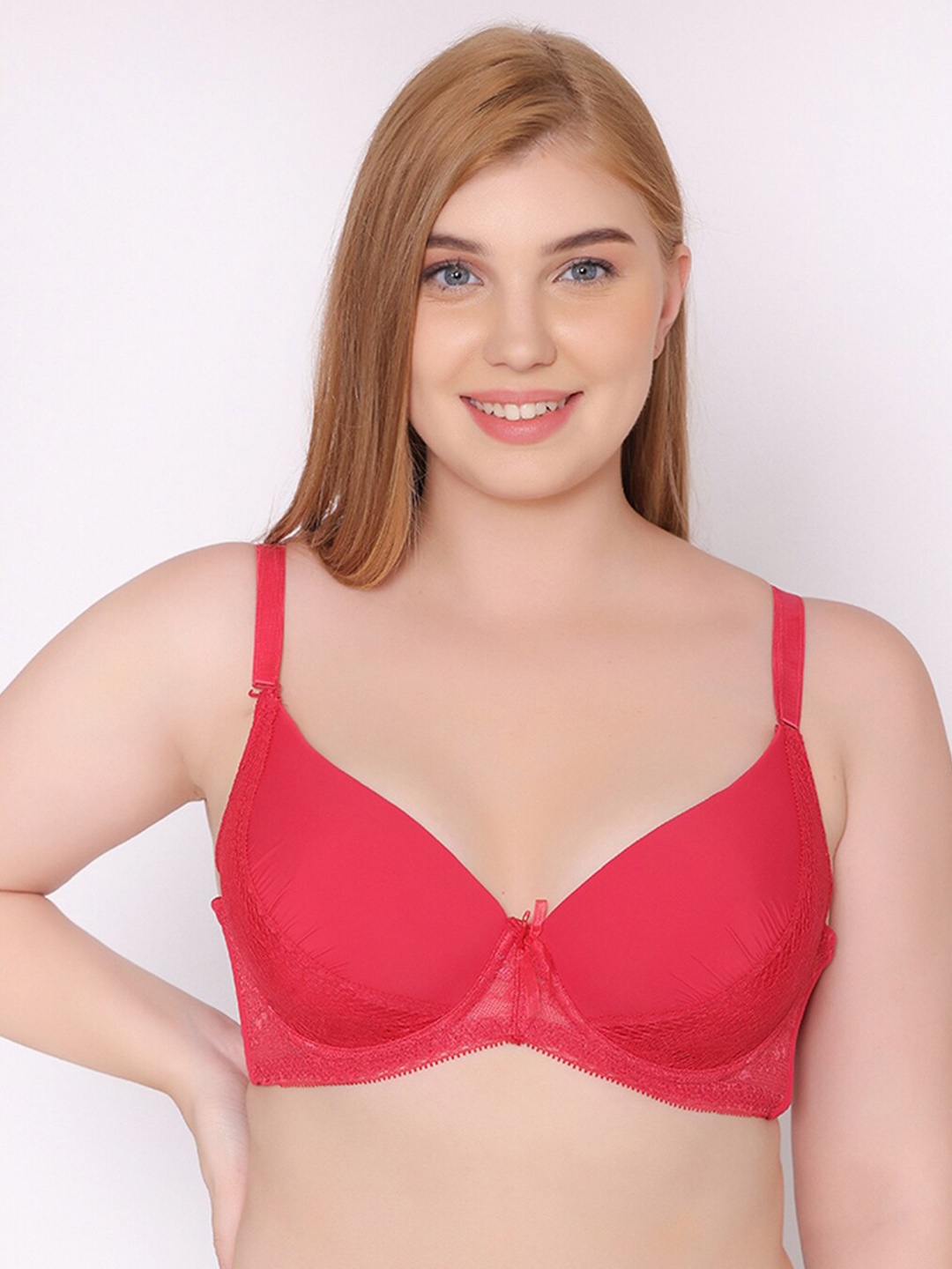 

Treasure chest Woman Camellia Size Inclusive Wired Non Padded Bra, Pink