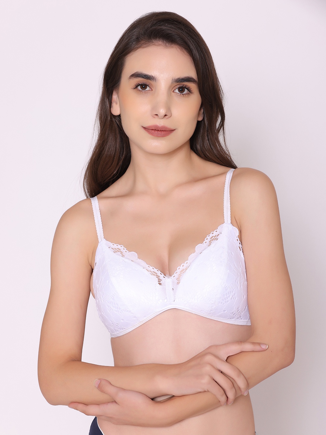 

Treasure chest Woman Verve Non Padded Non Wired Daily Wear Lace Bra, White