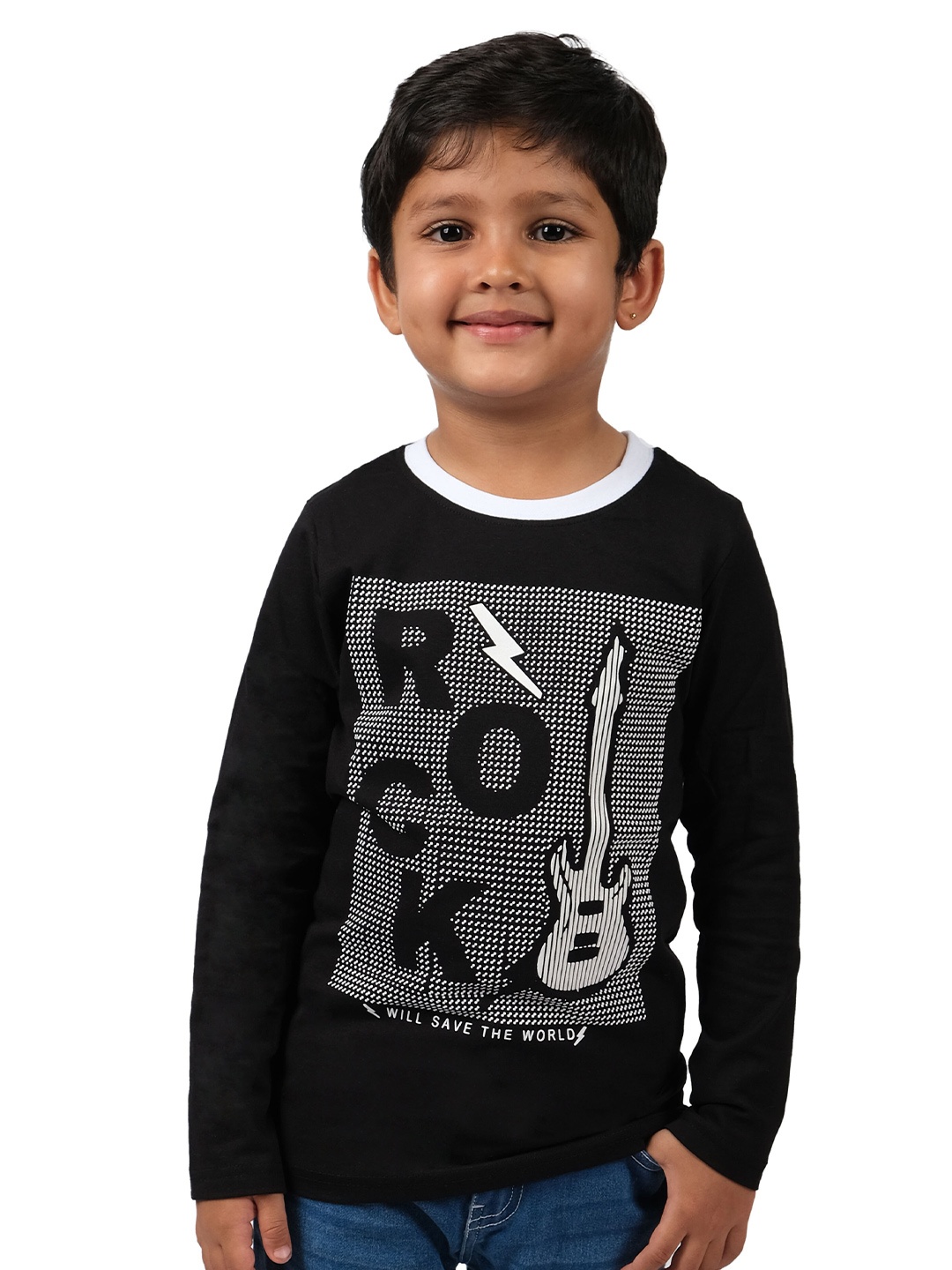 

3PIN Boys Typography Printed Cotton T-shirt, Black