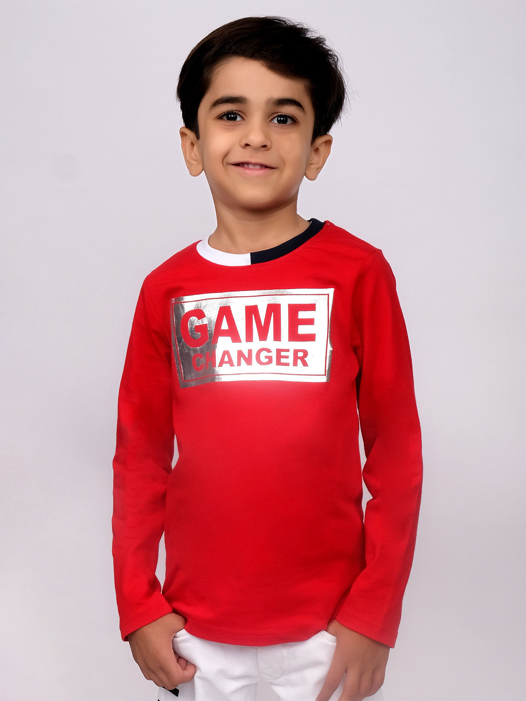 

3PIN Boys Typography Printed Cotton T-shirt, Red