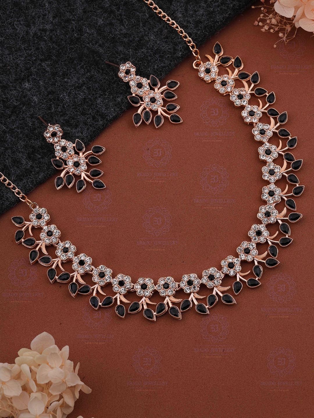 

Brado Jewellery Rose Gold-Plated AD & CZ Studded Jewellery Set