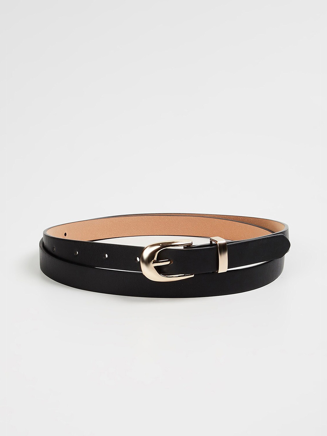 

Ginger by Lifestyle Women Textured Synthetic Slim Belt, Black