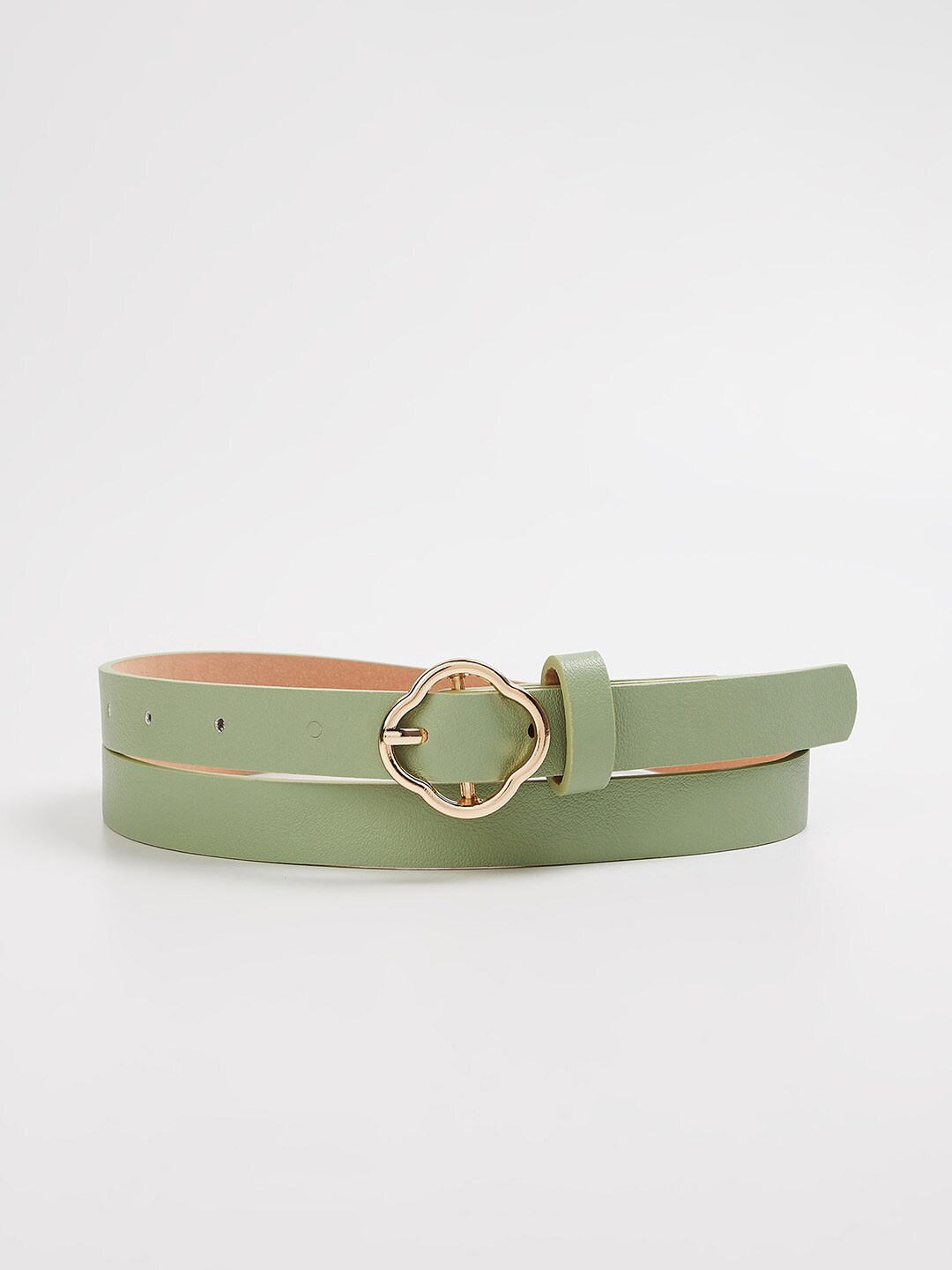 

Ginger by Lifestyle Women Textured Synthetic Slim Belt, Green