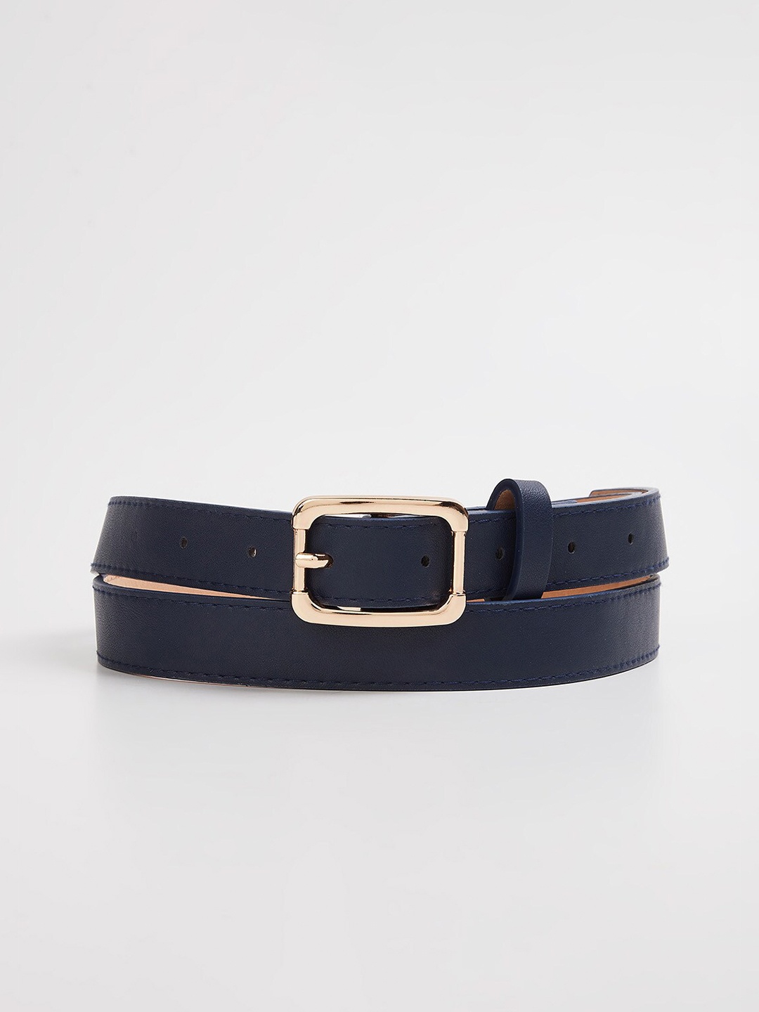 

Ginger by Lifestyle Women Textured Synthetic Slim Belt, Navy blue