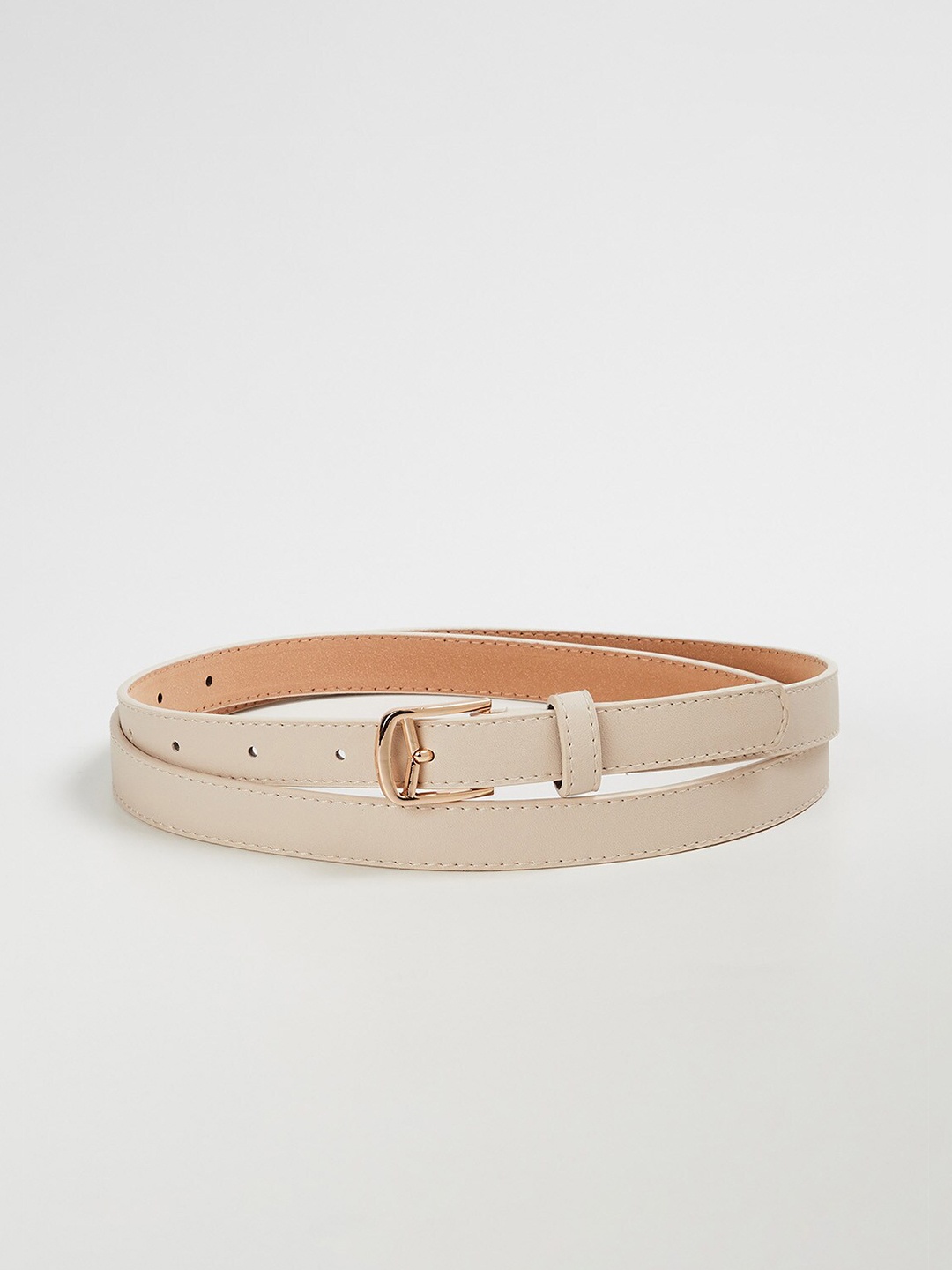 

Ginger by Lifestyle Women Textured Synthetic Slim Belt, Beige