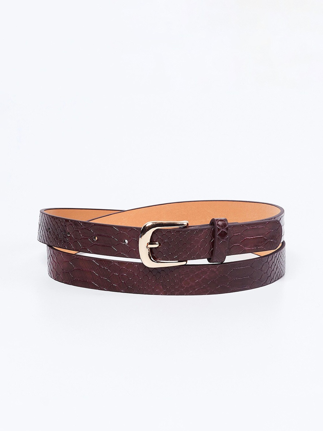 

Ginger by Lifestyle Women Textured Synthetic Belt, Burgundy