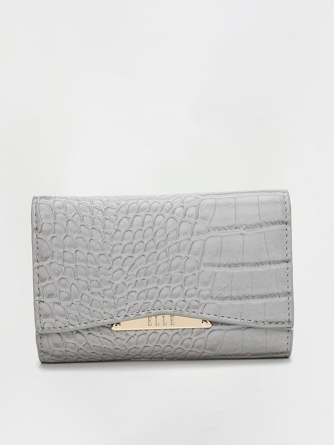 

ELLE Women Abstract Textured Two Fold Wallet, Grey